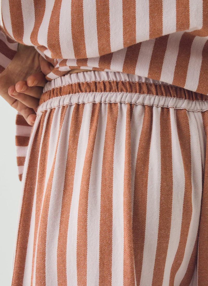 Parade Stripe Cotton Flannel Pyjamas | Cinnamon/Pale Lilac
