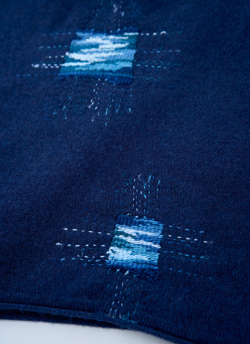 Renewed Cashmere Wool Wrap Scarf (007) | Navy