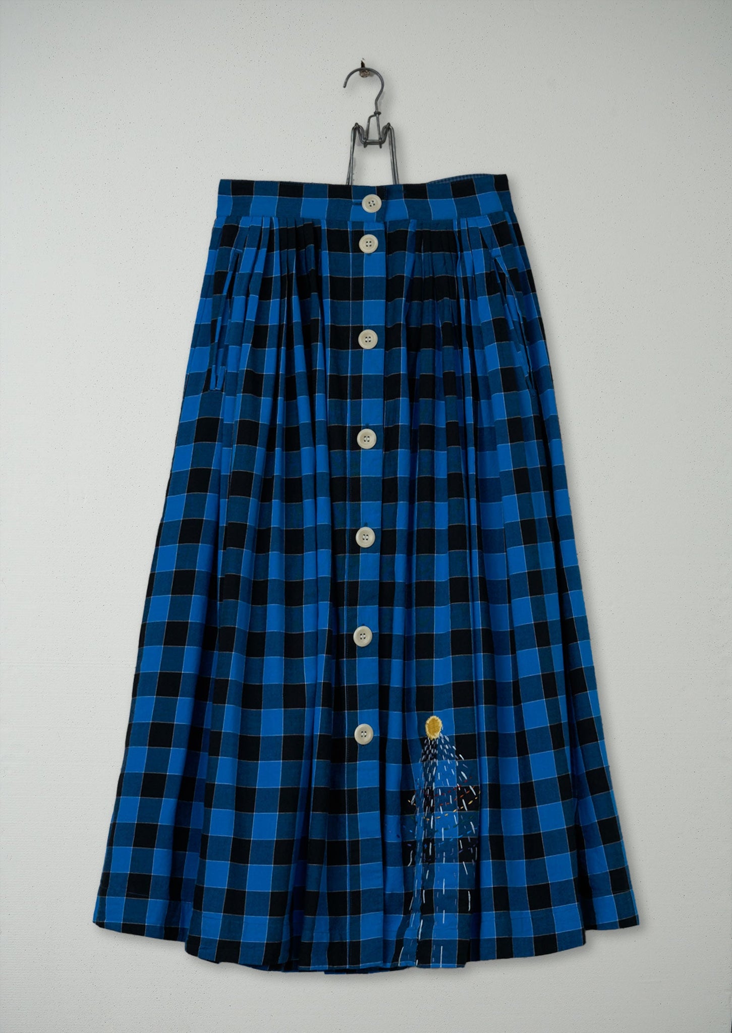 Renewed Zoya Check Cotton Skirt Size 6 (09) | Bright Blue