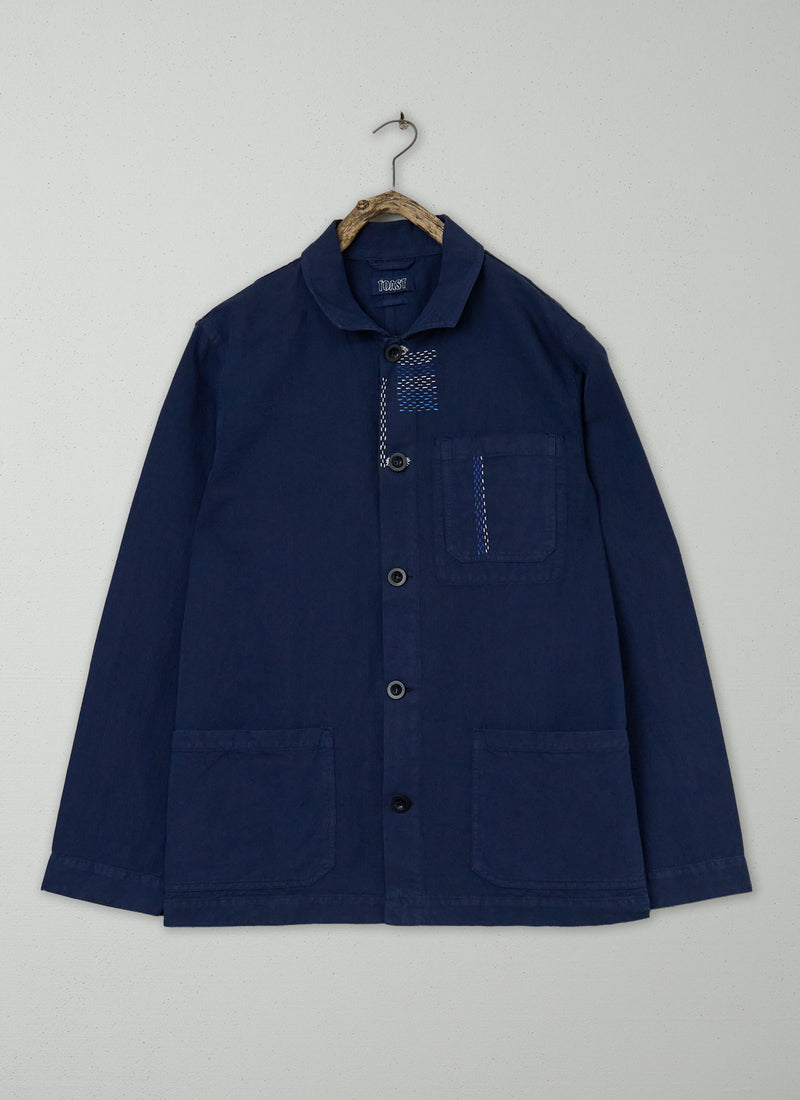 Renewed Garment Dyed Herringbone Jacket Size M (01) | Dark Indigo