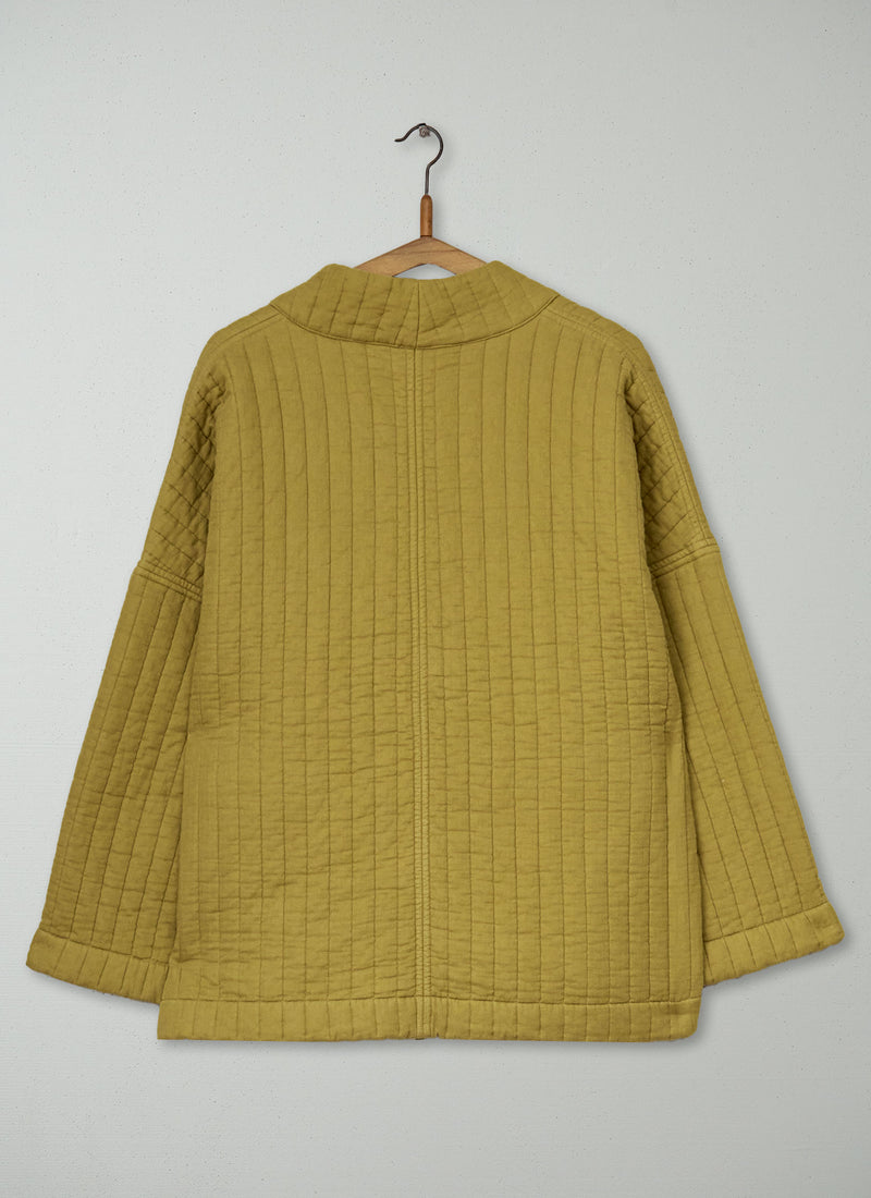 Renewed Cropped Quilted Cotton Gown Size SM (004) | Soft Olive