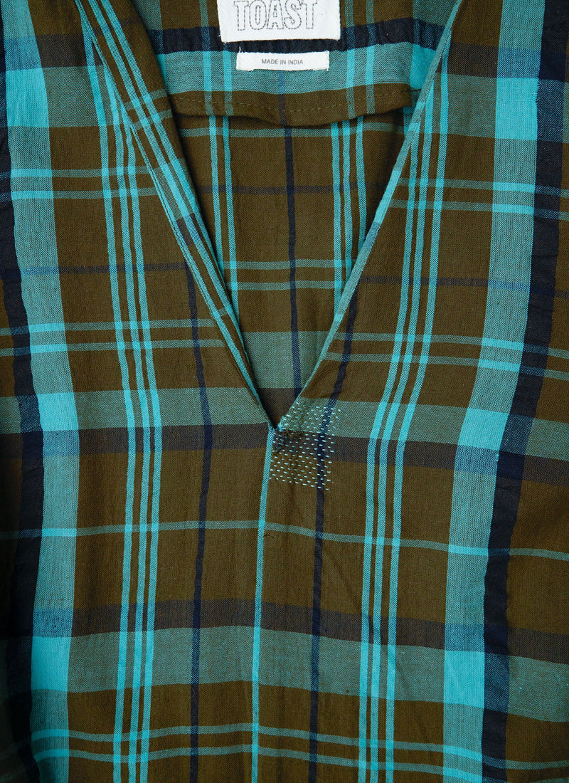 Renewed Astrid Check Seersucker Dress Size 16 (112) | Oil/Sea Green
