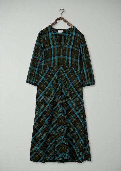 Astrid Check Seersucker Dress Oil Sea