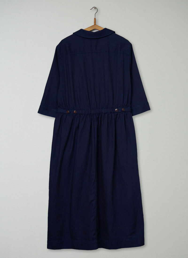 Renewed Indigo Cotton Twill Shirt Dress Size L (122) | Indigo