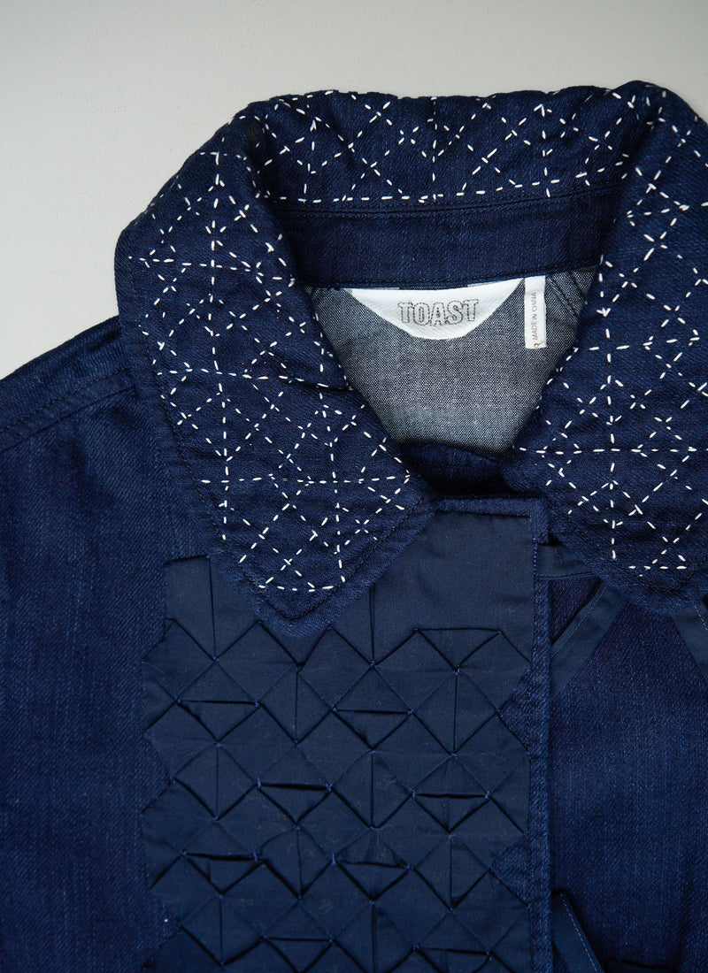 Renewed Faced Indigo Duffle Jacket Size XS (016) | Indigo