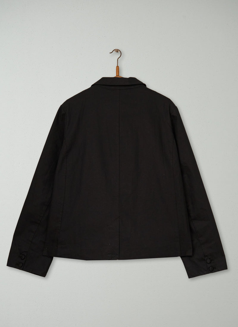 Renewed Cotton Wool Herringbone Jacket Size 18 (017) | Black