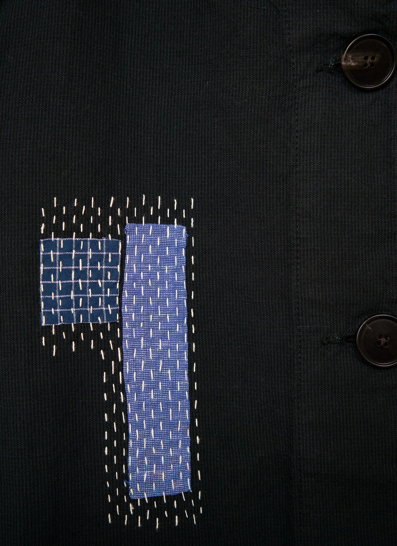 Renewed Hal Micro Houndstooth Cotton Linen Jacket Size 6 (018) | Black