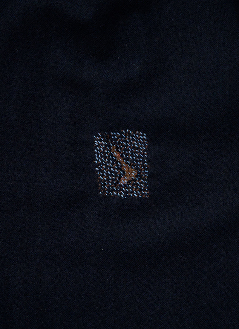 Renewed Cotton Wool Herringbone Pull on Trousers Size XS (53) | Dark Navy