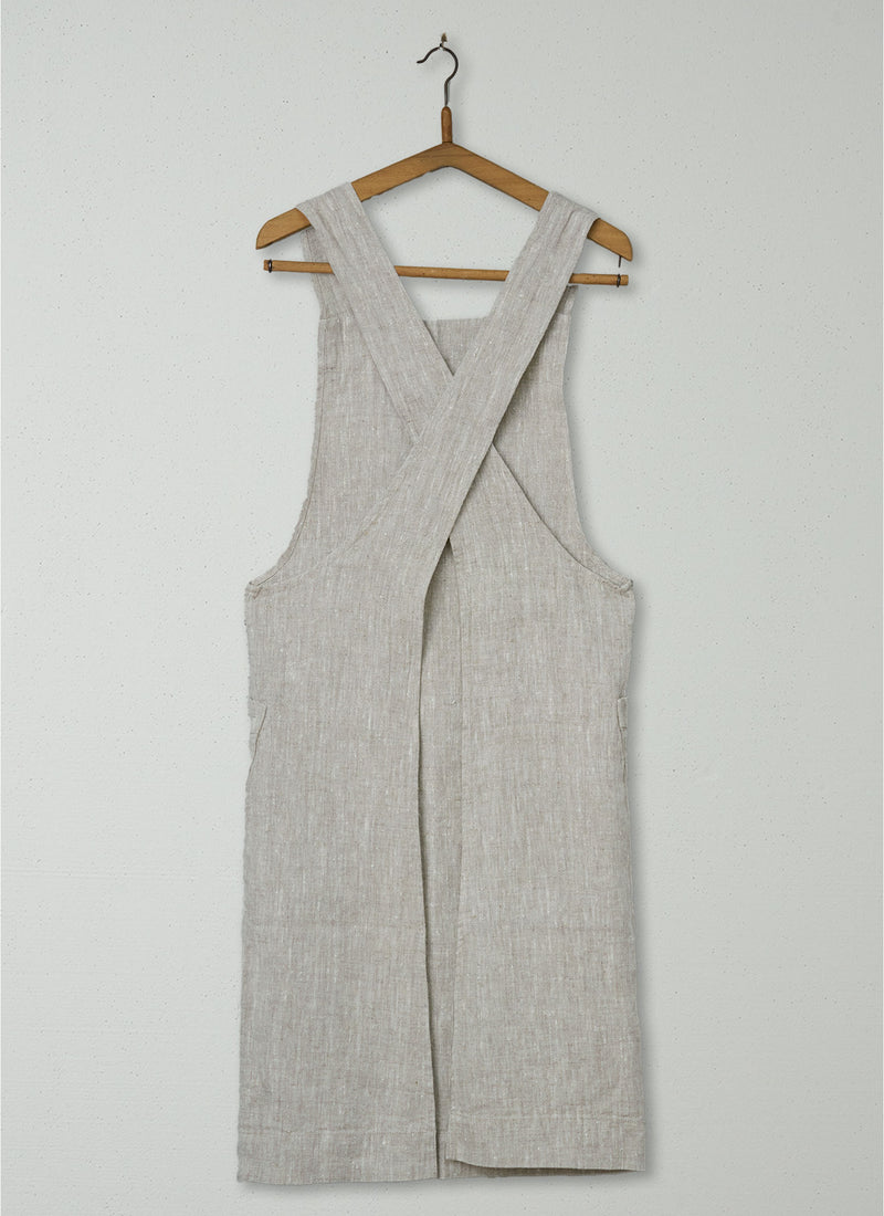 Reworn Linen Cross Over Apron (022) | Mid Natural