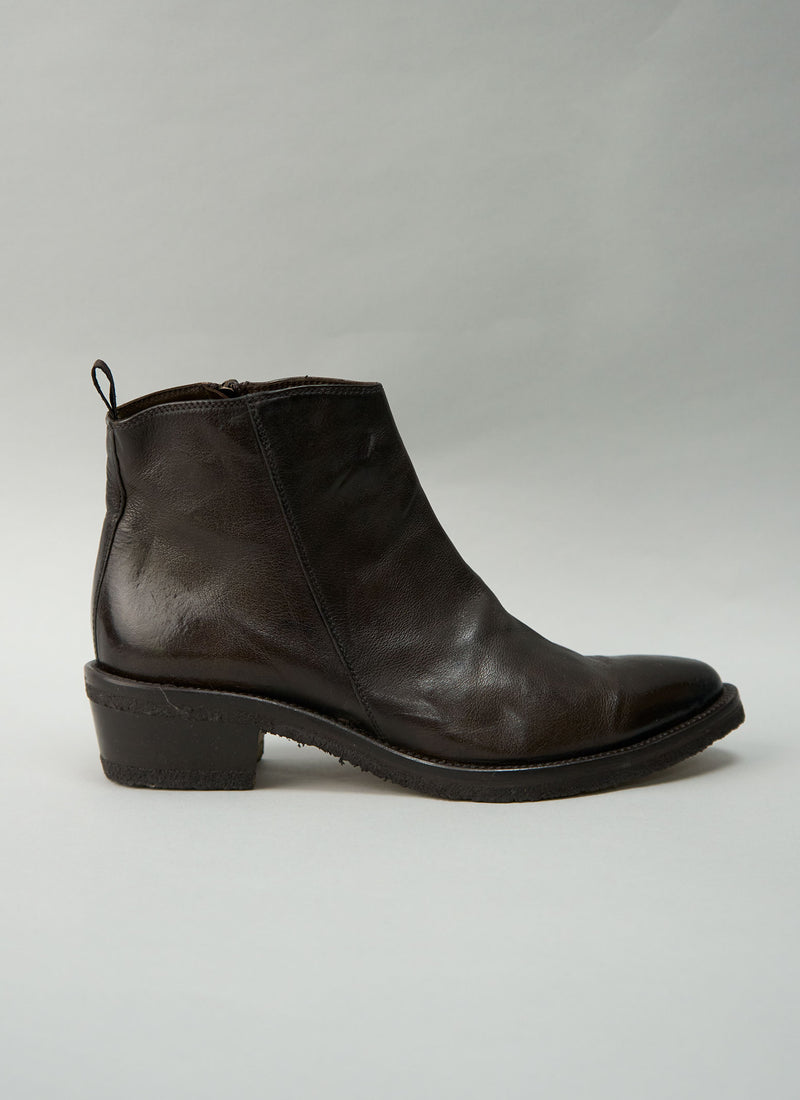 Reworn Sturlini Leather Ankle Boots Size 39 (728) | Dark Brown