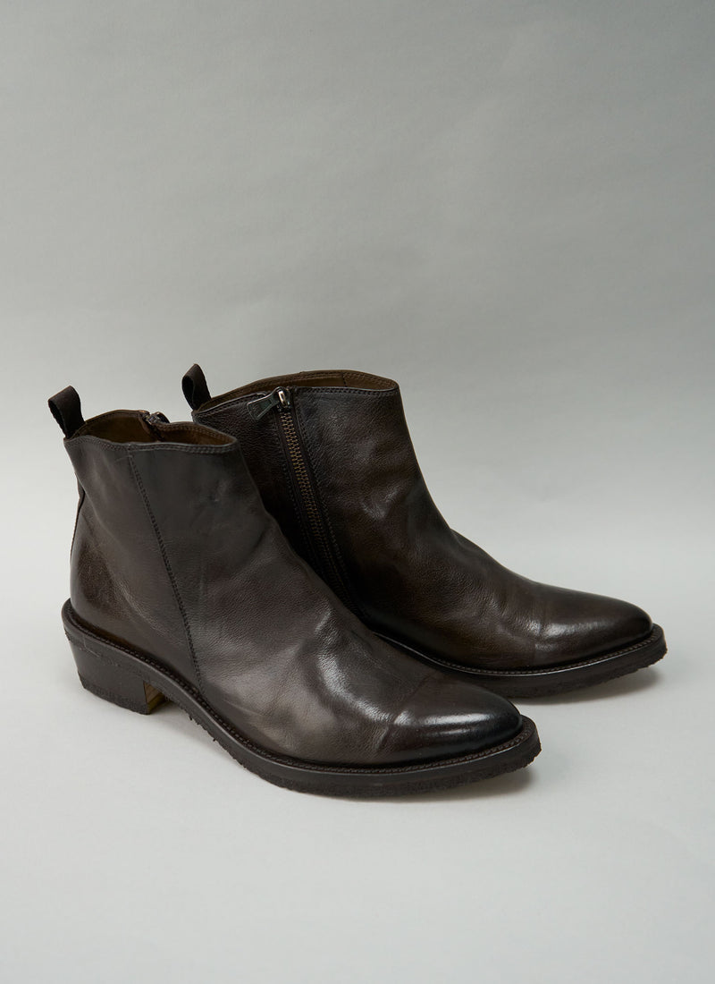 Reworn Sturlini Leather Ankle Boots Size 39 (728) | Dark Brown