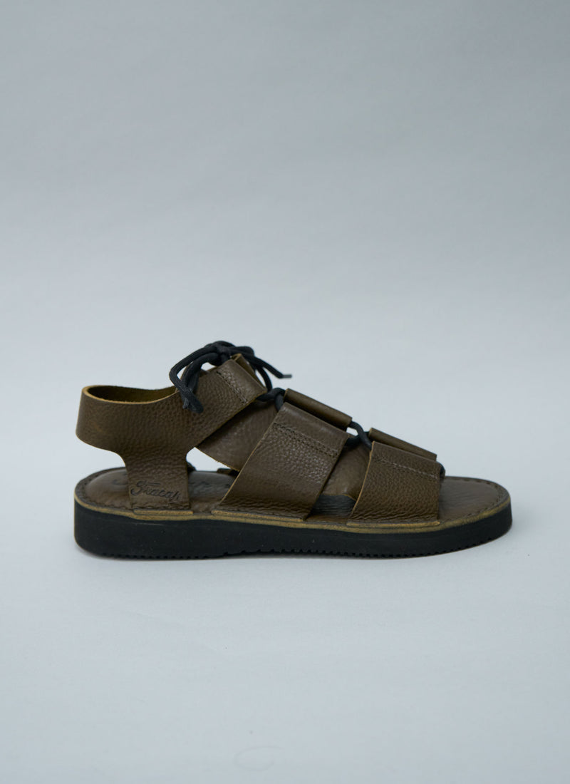 Reworn Fracap Leather Sandals Size 36 (674) | Olive