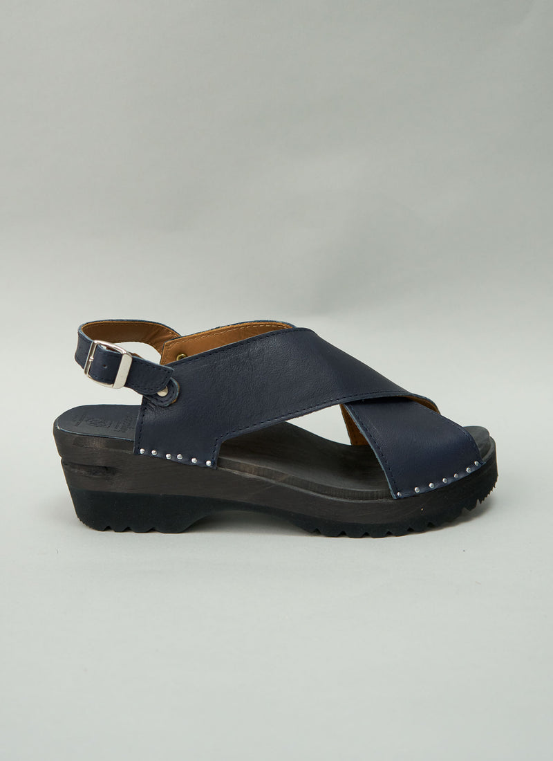 Reworn Troentorp Leather Sandal Size 40 (661) | Navy