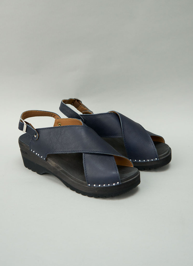 Reworn Troentorp Leather Sandal Size 40 (661) | Navy
