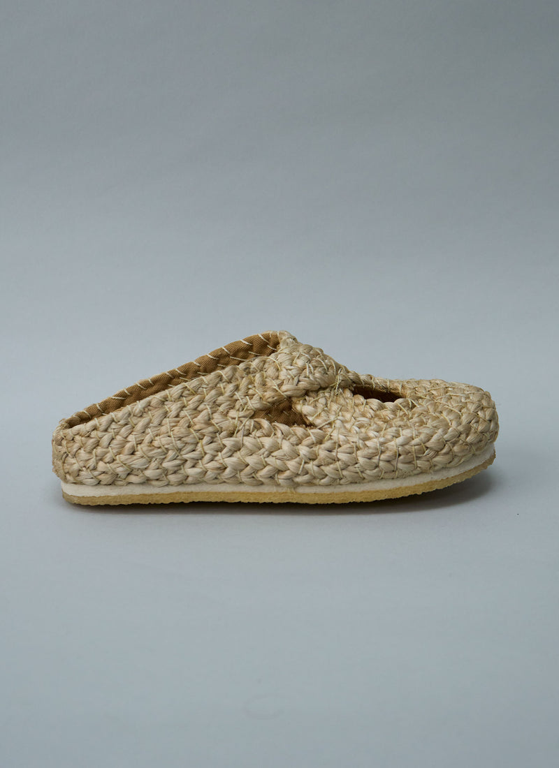 Reworn Pia Jute Clogs Size 38 (736) | Natural