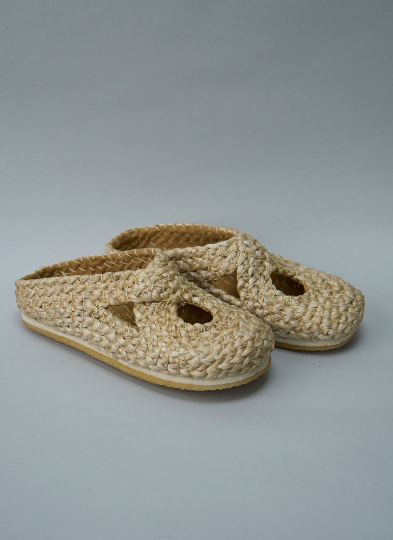 Reworn Pia Jute Clogs Size 38 (736) | Natural
