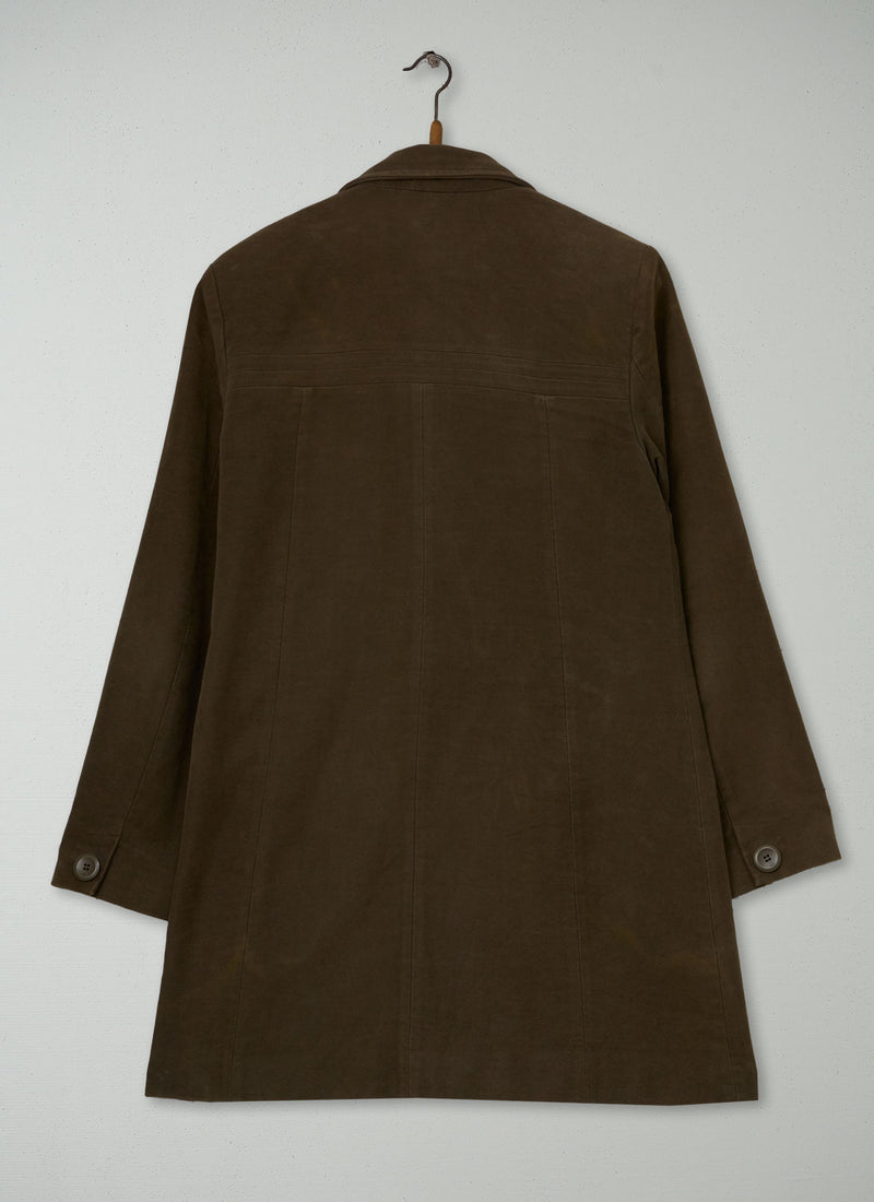 Reworn Moleskin Funnel Neck Coat Size 10 (162) | Brown