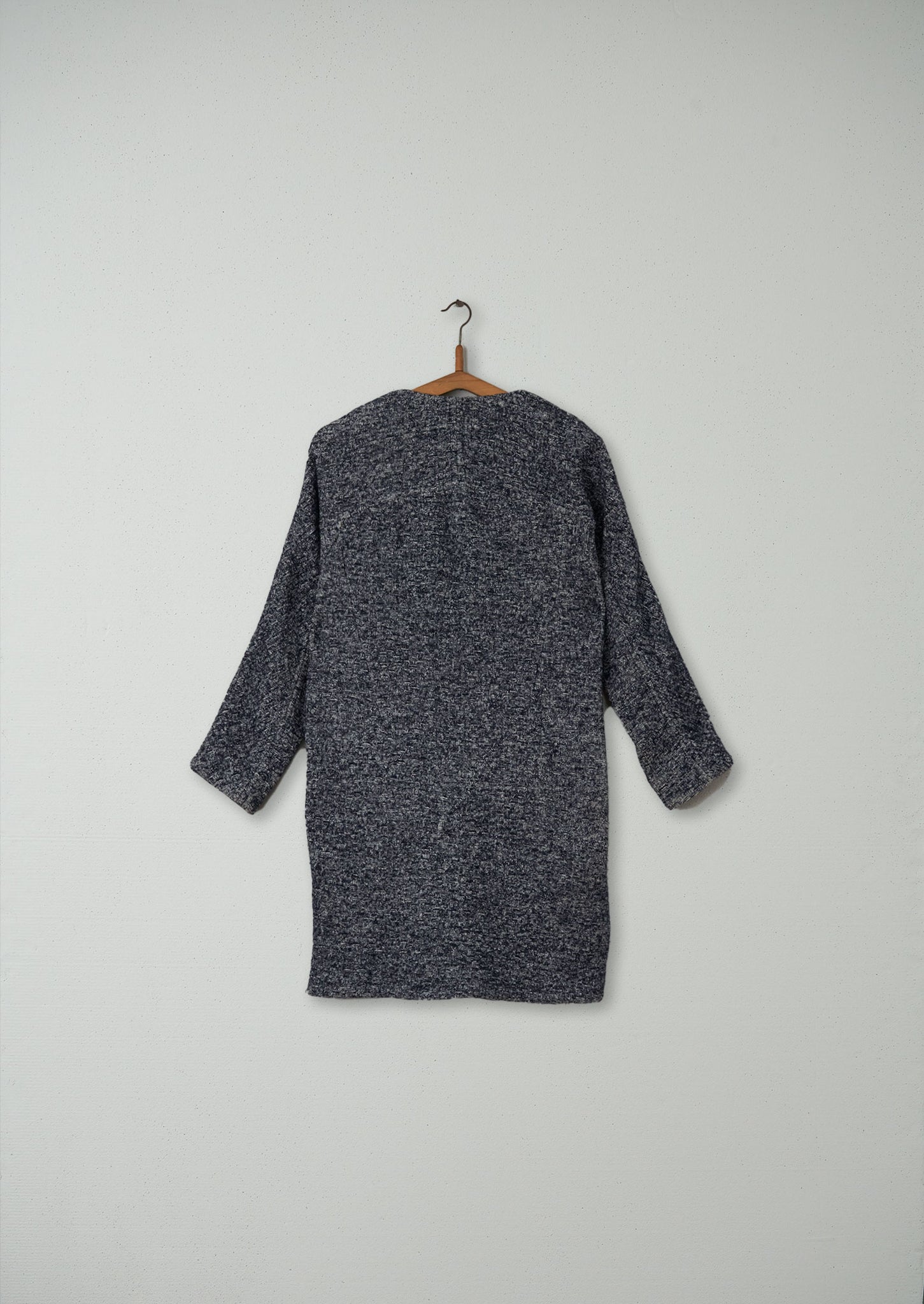 Reworn Collarless Knit Coat Size 8 (018) | Blue