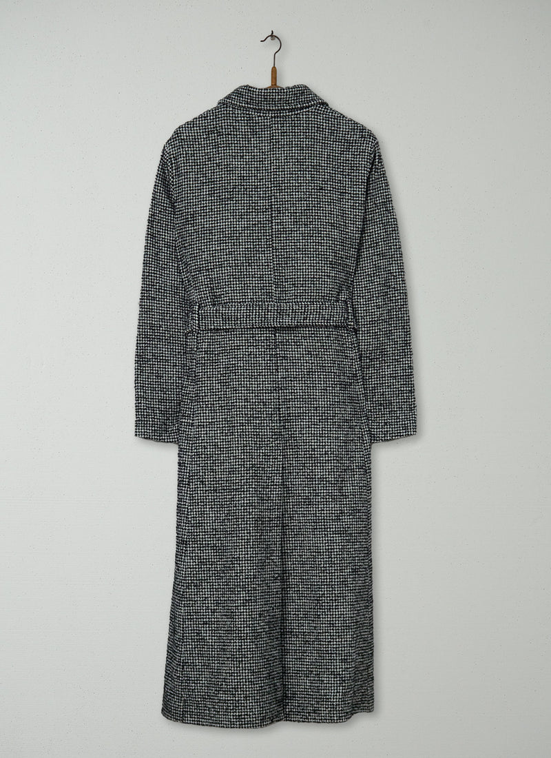 Reworn Wool Dogtooth Belted Coat Size 16 (115) | Multi