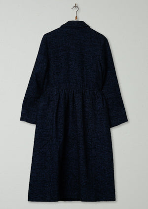 Reworn Wool Linen Tweed Coat Size 6 (047) | Indigo