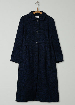 Reworn Wool Linen Tweed Coat Size 6 (047) | Indigo