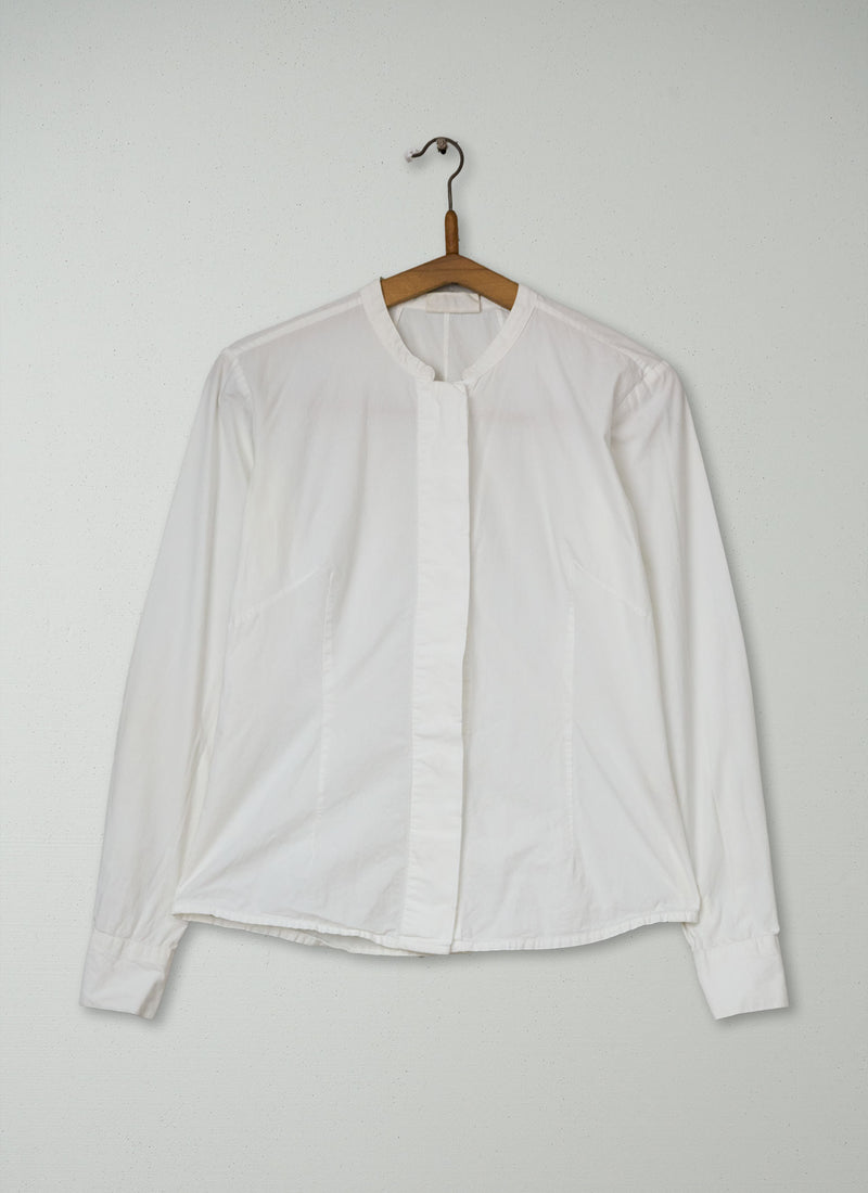 Reworn Grandad Collar Shirt Size 6 (1082) | White