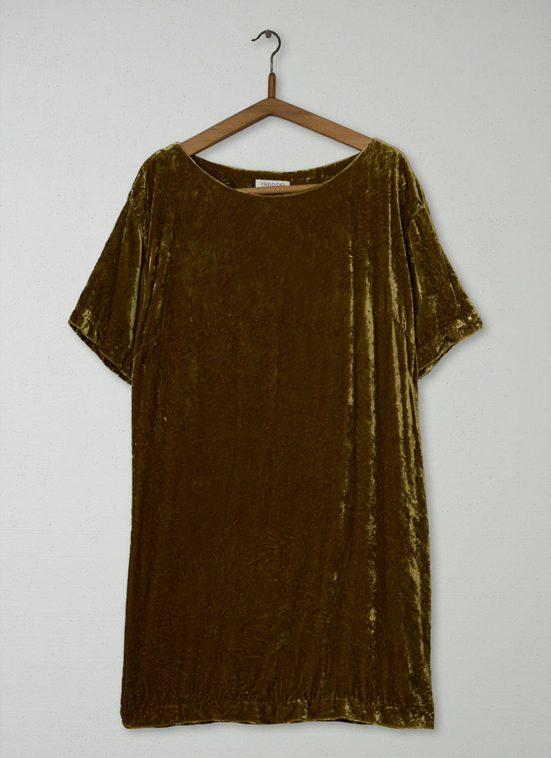 Reworn Silk Velvet Tunic Size 16 (2206) | Old Gold