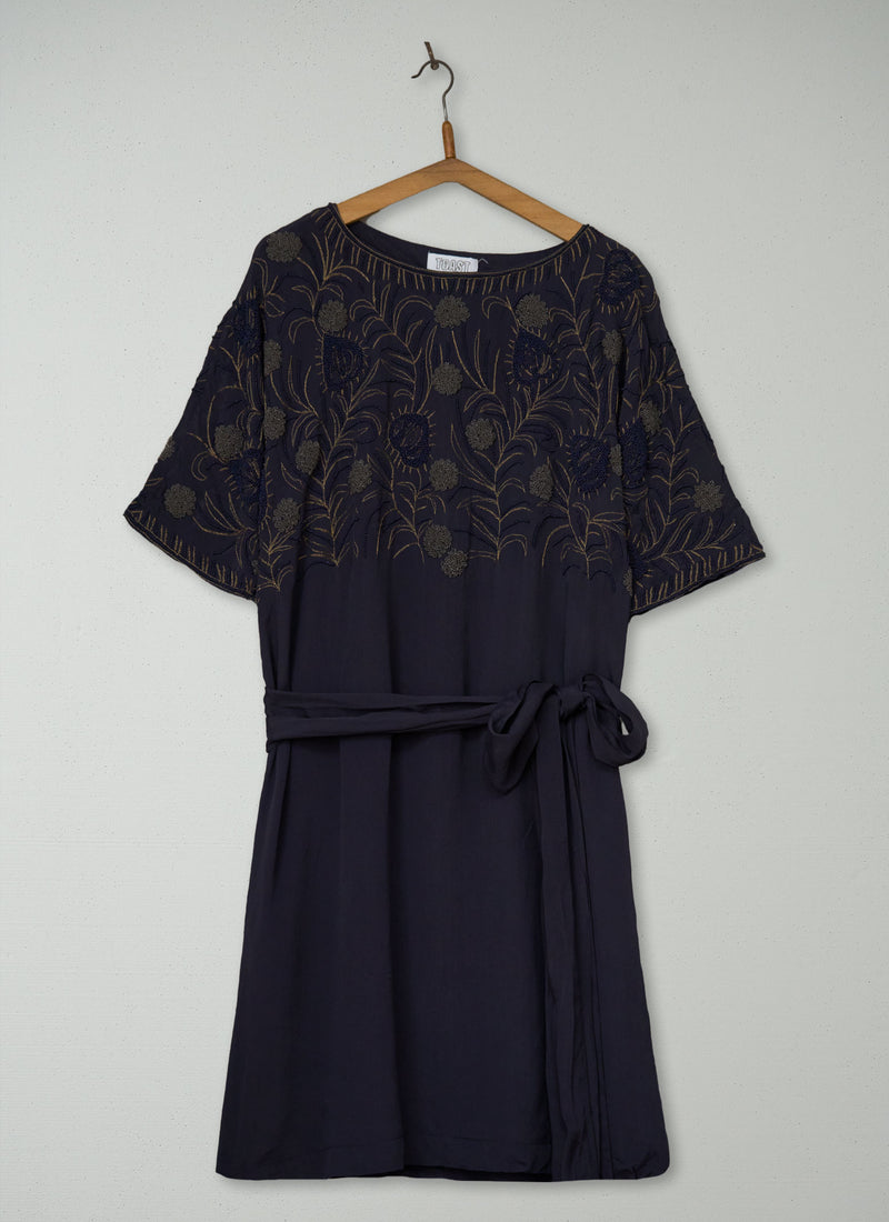 Reworn Beaded Kimono Dress Size 16 (2001) | Multi