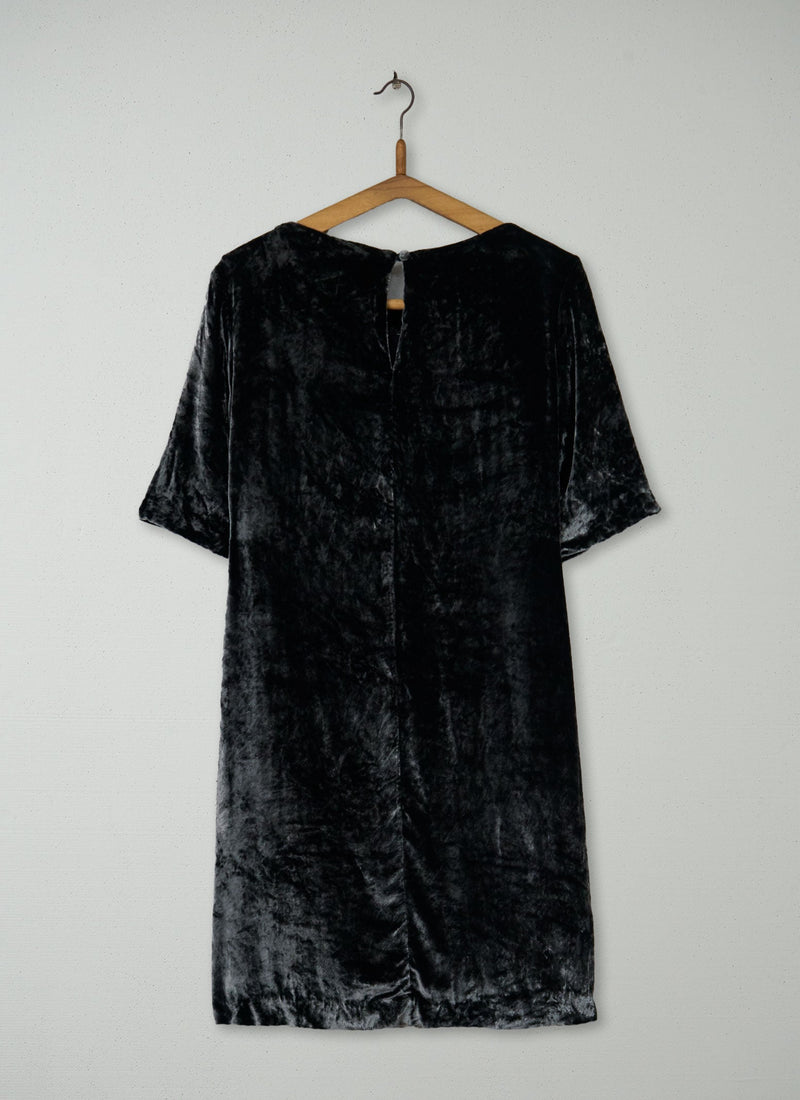 Reworn Silk Velvet Tunic Size 10 (2242) | Pewter