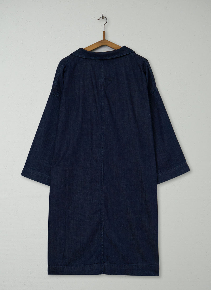 Reworn Denim Long Smock Tunic Size 18 (1925) | Indigo