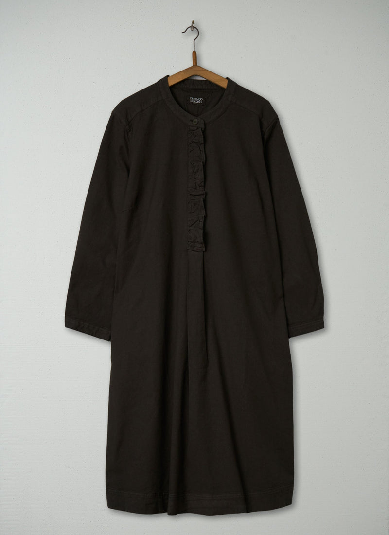 Reworn Ruffle Neck Shirt Dress Size 8 (2235) | Brown