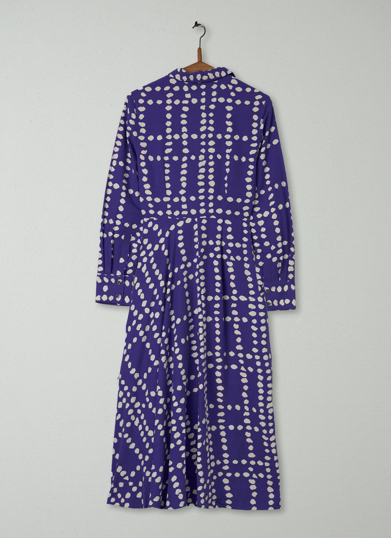 Reworn Spot Silk Dress Size 6 (1426) | Violet