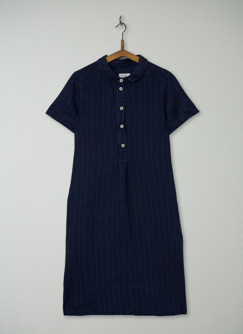 Reworn Linen Swingy Dress Size 8 (1958) | Slate Blue
