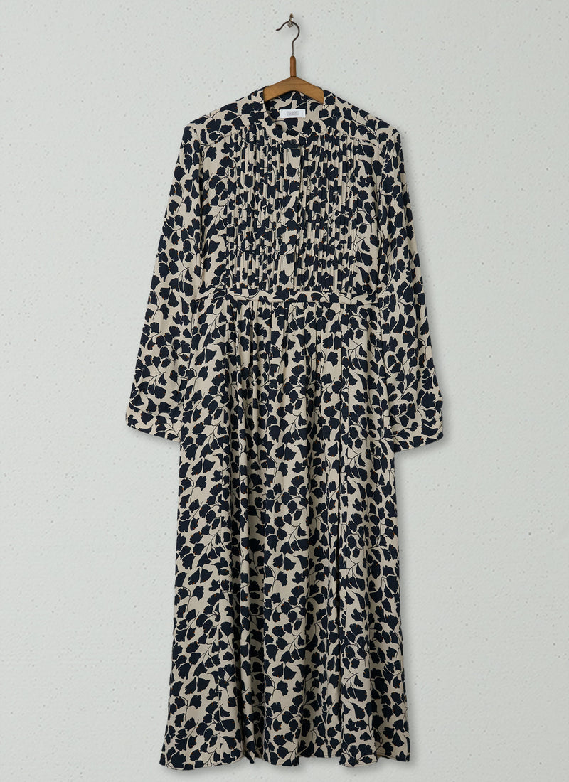 Reworn Trailing Leaf Pintuck Dress Size 14 (1903) | Multi