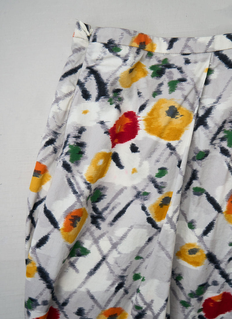 Reworn Abstract Floral Print Skirt Size 14 (389) | Multi