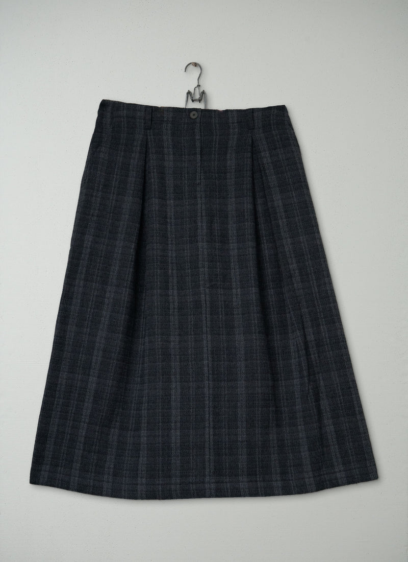 Reworn Wool Plaid Skirt Size 18 (332) | Soft Grey