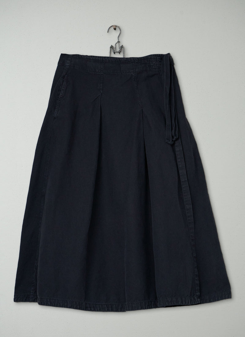 Reworn Cotton Linen Wrap Skirt Size 10 (339) | Slate