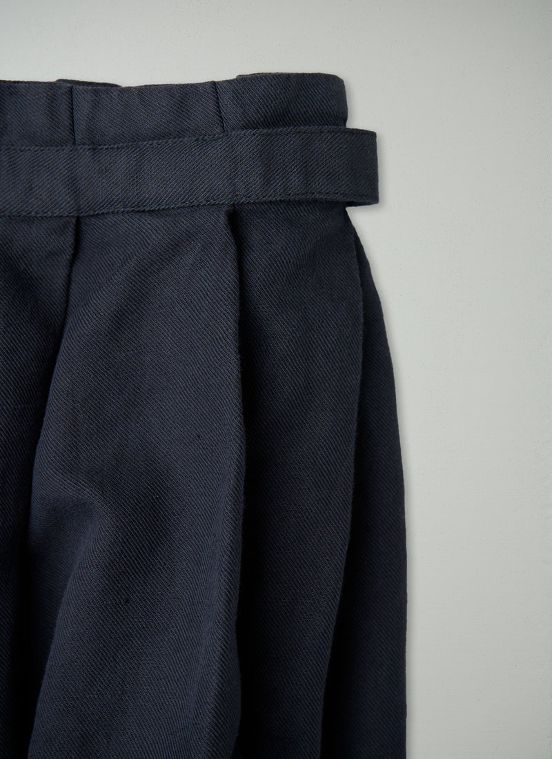 Reworn Cotton Linen Pleated Skirt Size 16 (363) | Slate