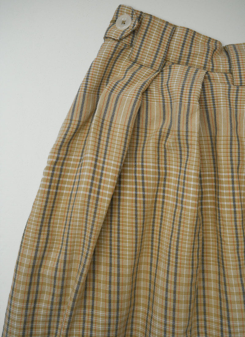 Reworn Check Culottes Size 6 (1457) | Camel