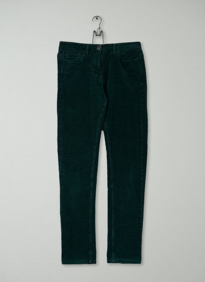 Reworn Stretch Cord Skinny Jeans Size 10 (985) | Green