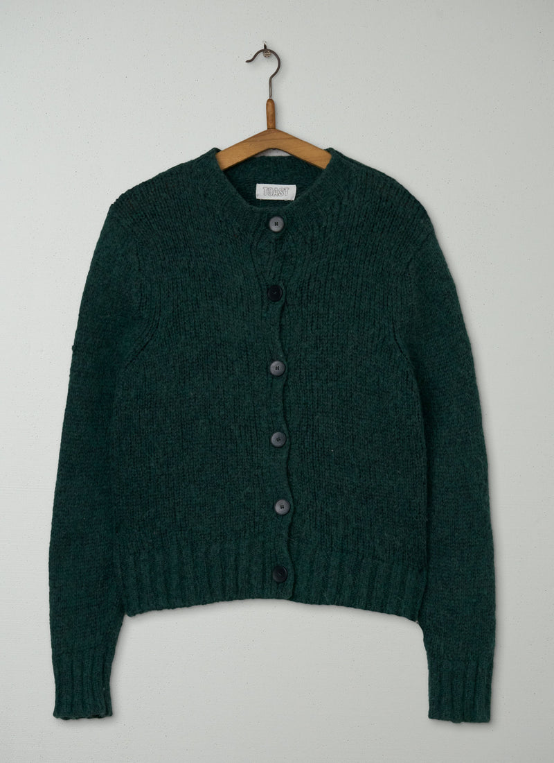 Reworn Alpaca Cardigan Size L (728) | Dark Bottle Green