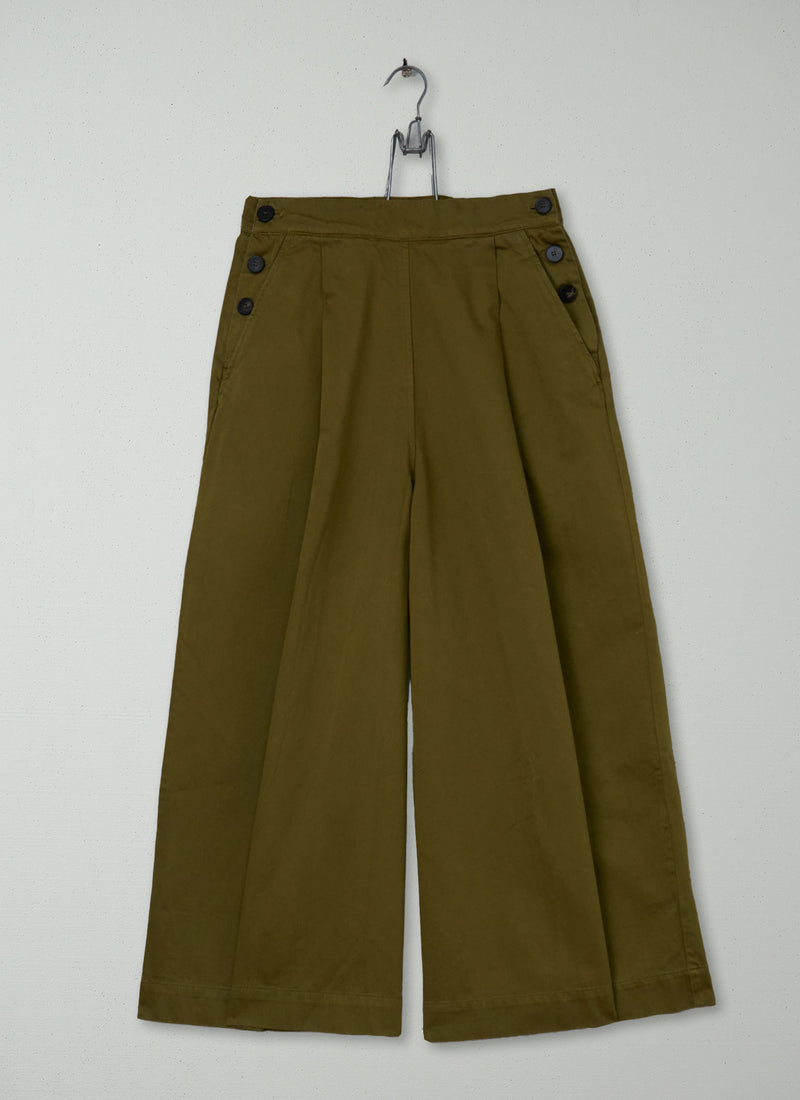 Reworn Sateen Culottes Size 10 (1381) | Olive