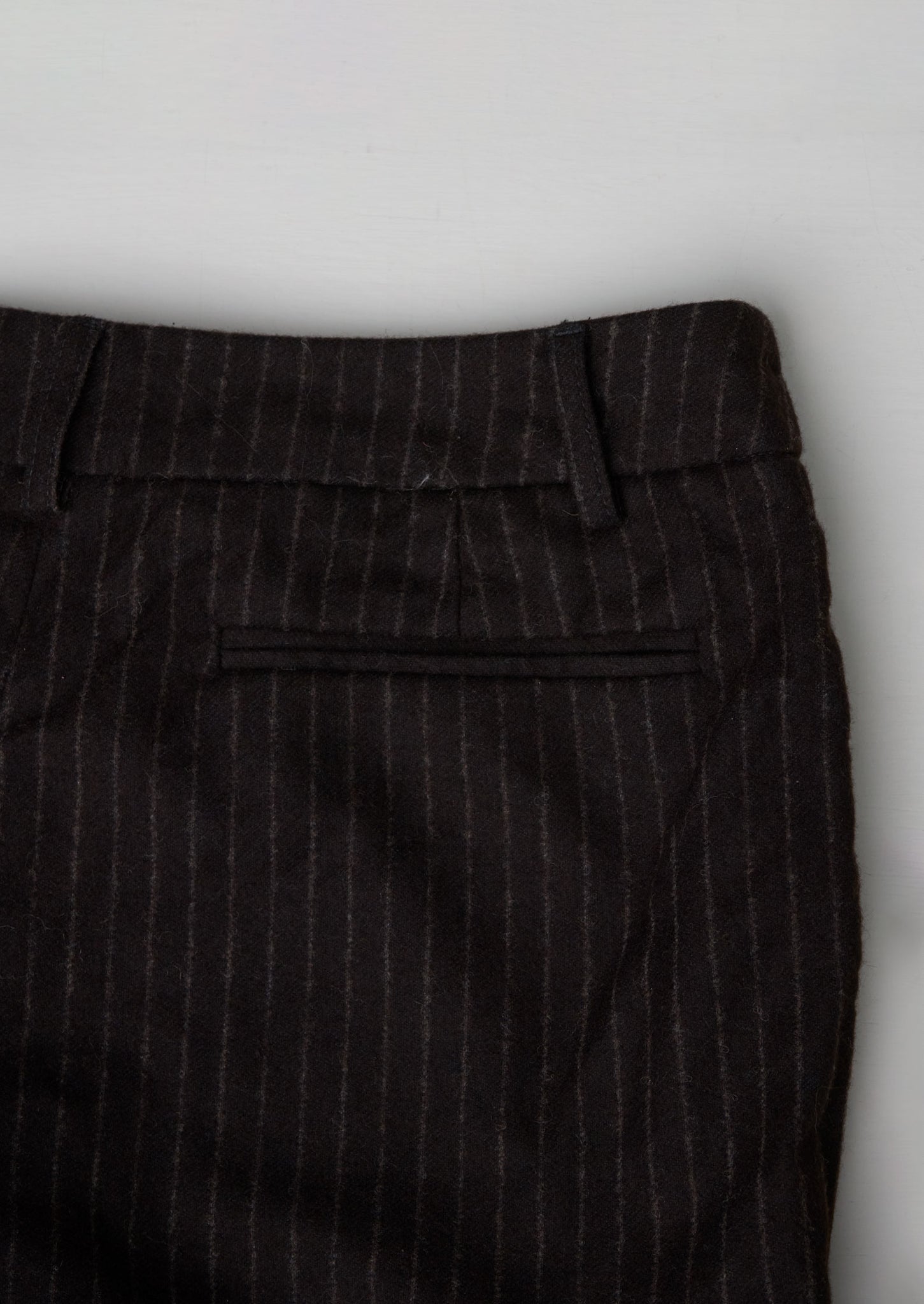 Reworn Pinstripe Trousers Size 12 (163) | Brown