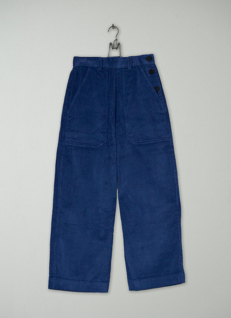 Reworn Side Button Cord Trousers Size 18 (1321) | Soft Blue