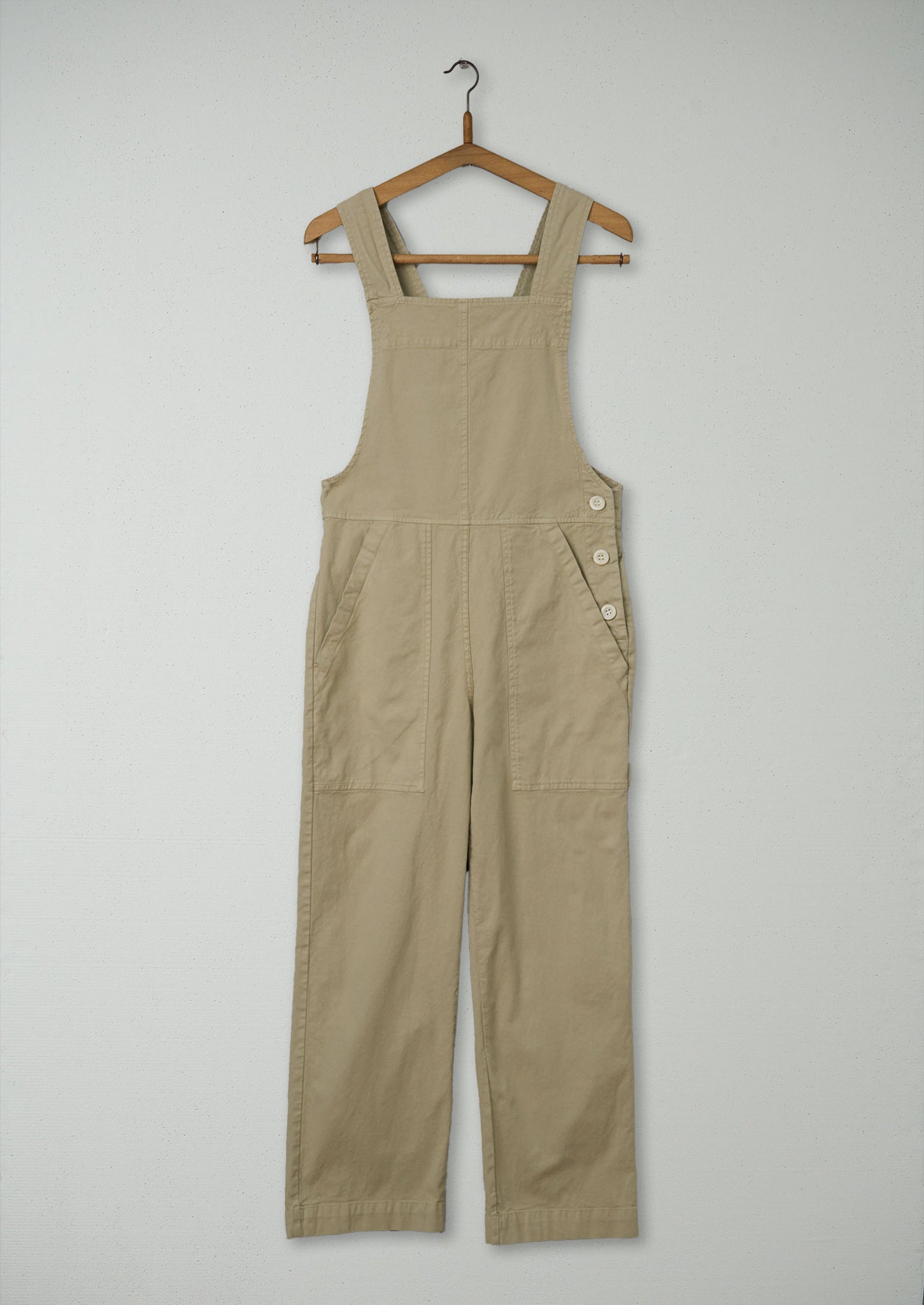 Reworn Cotton Canvas Dungarees Size 6 (544) | Sand