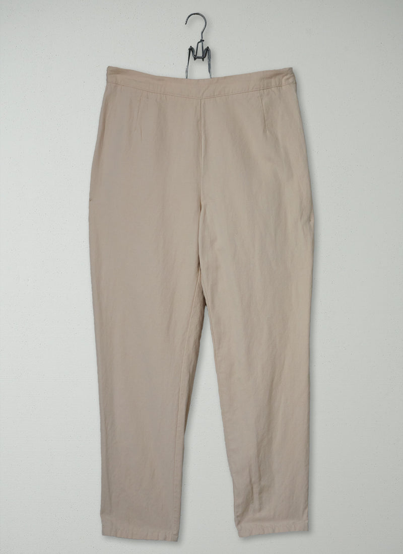 Reworn Cotton Linen Trousers Size 10 (1473) | Parchment