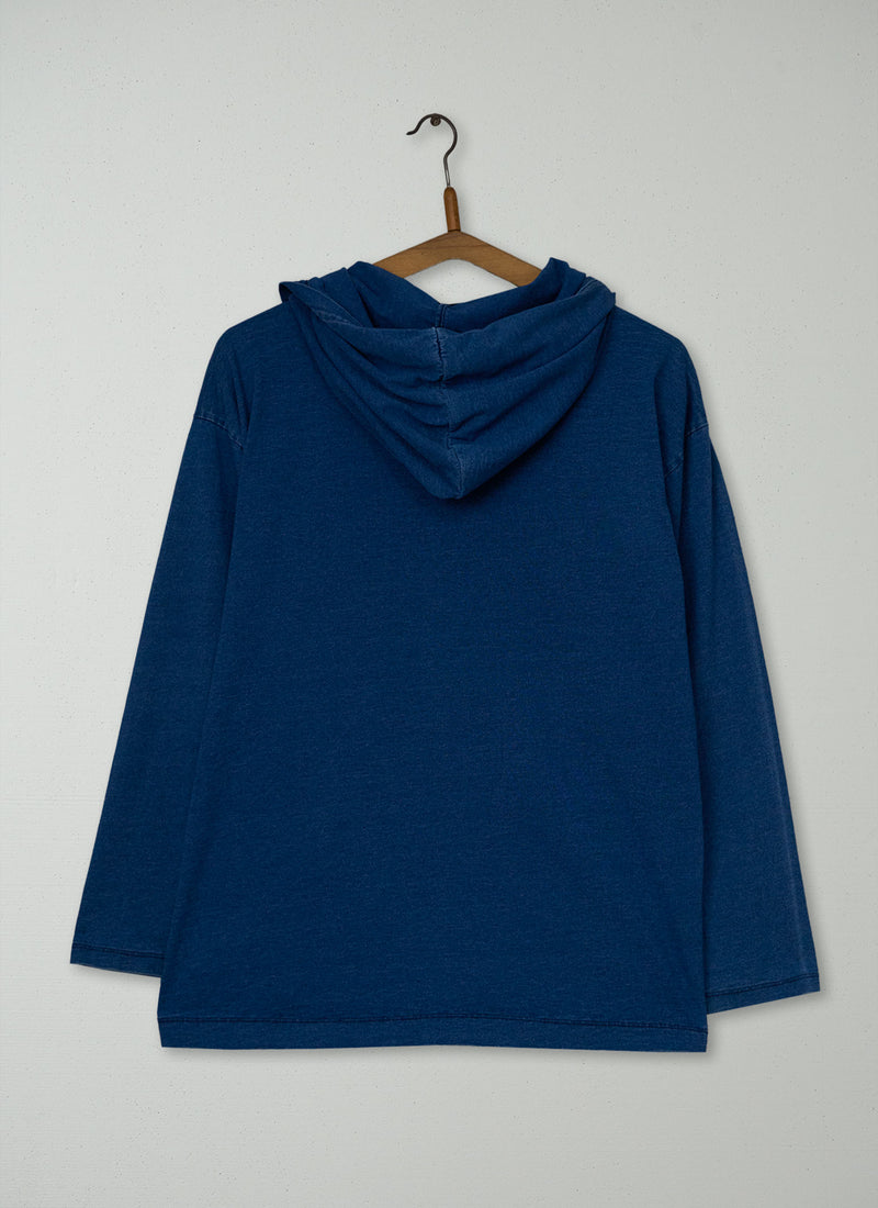 Reworn Washed Indigo Hooded Top Size 8 (183) | Indigo