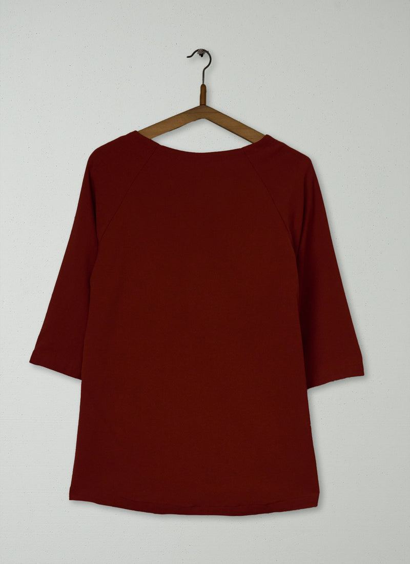 Reworn Wool Crepe Top Size 14 (966) | Henna