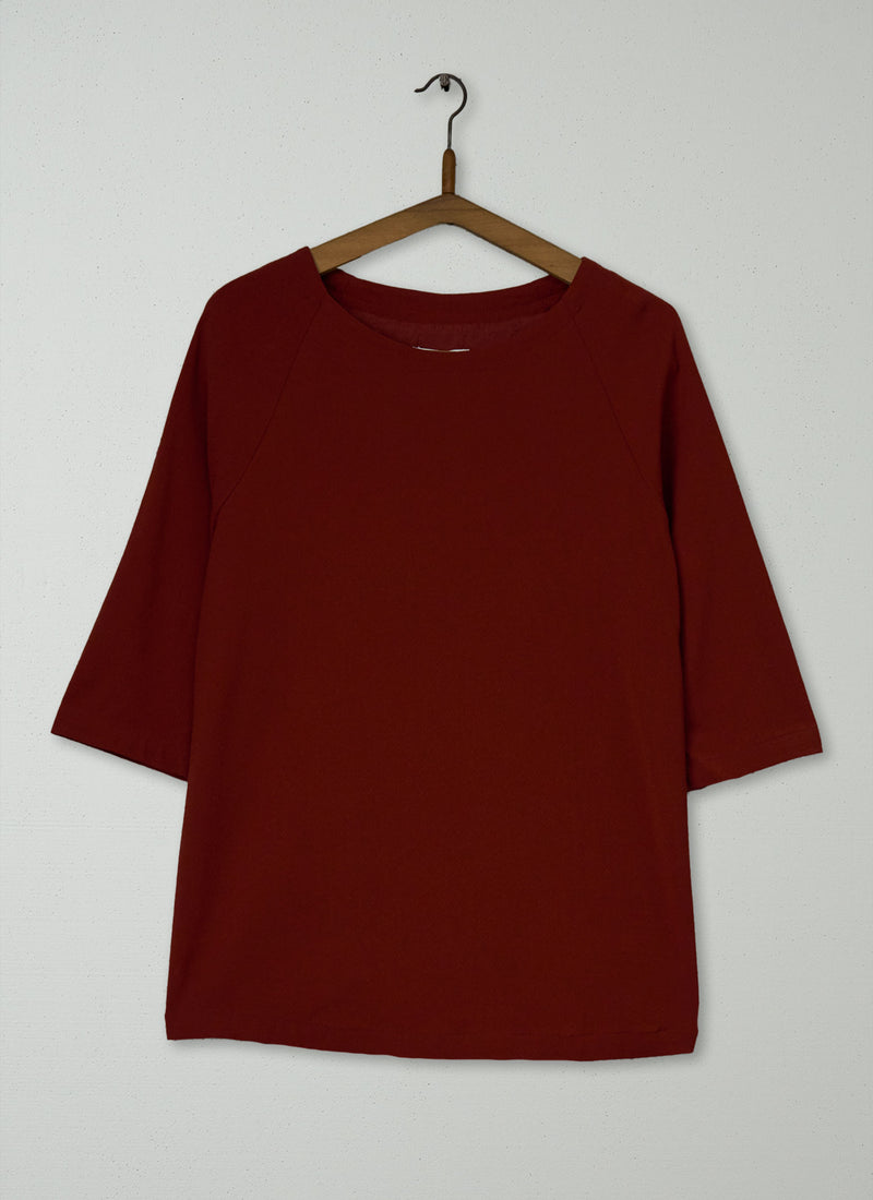 Reworn Wool Crepe Top Size 14 (966) | Henna