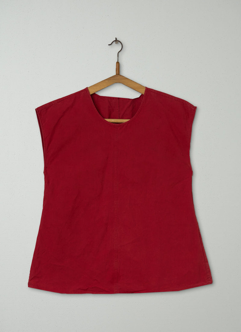 Reworn Cotton Poplin Swing Back Top Size 8 (1006) | Red